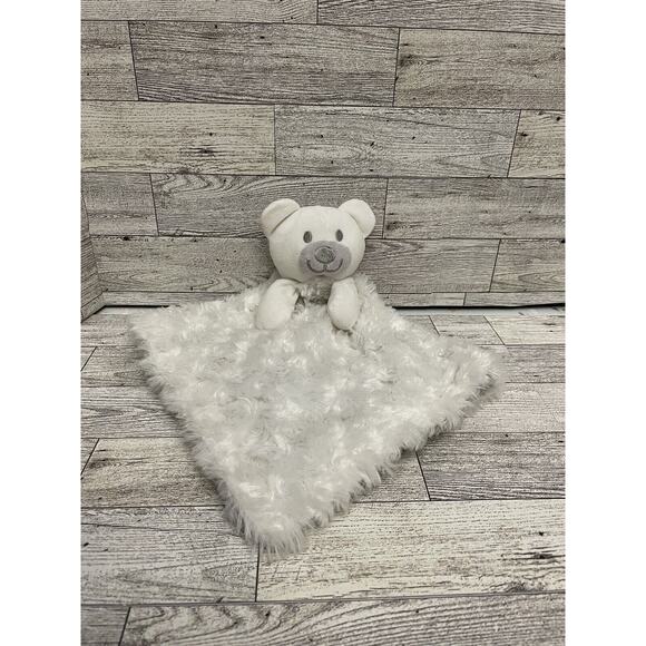 Little Beginnings White Baby Bear Lovey Security Blanket Swirl Minky Plush - Picture 1 of 7